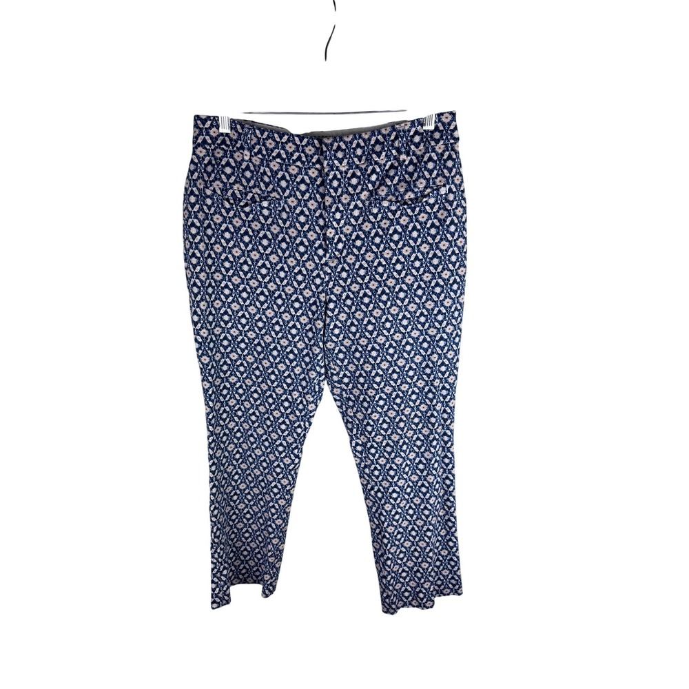 Anthropologie Essential Collection Blue Geometric Tile Print Cropped Pants 12